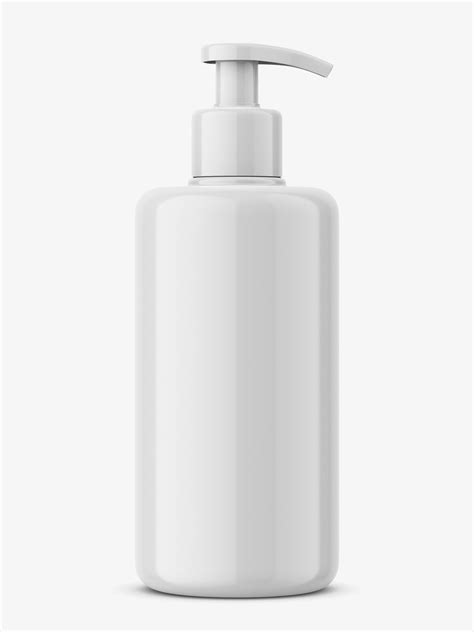 Download White Plastic Cosmetic Bottle with Lid - 300 ml